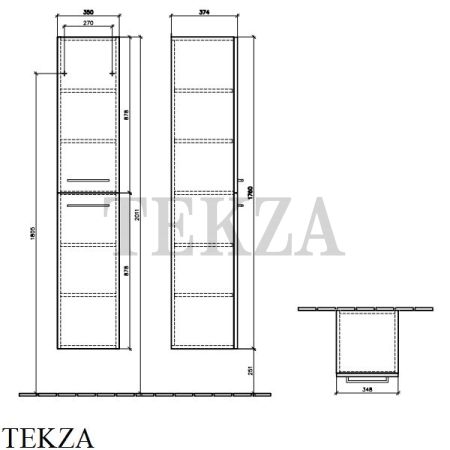 Villeroy & Boch AVENTO Шкаф-пенал подвесной, петли слева A89400B1, Crystal Grey