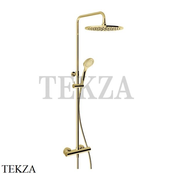 Gessi MINIMALISTIC Душевая колонна, термостат, гарнитур, верхний душ D30 см 35177-246, Gold PVD