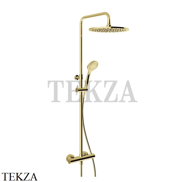 Gessi MINIMALISTIC Душевая колонна, термостат, гарнитур, верхний душ D30 см 35177-246, Gold PVD