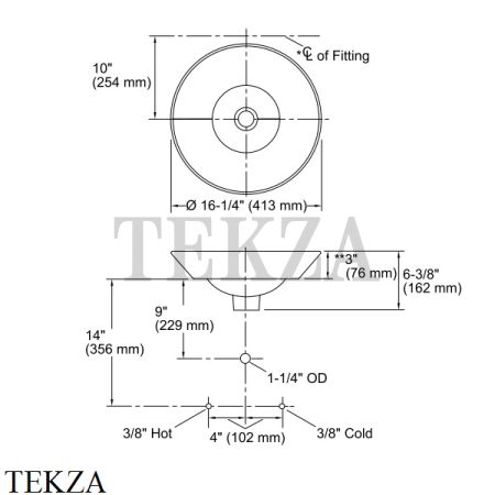 Kohler Conical Bell Nepal Раковина накладная K-14223-SR1-K7, с росписью голубой