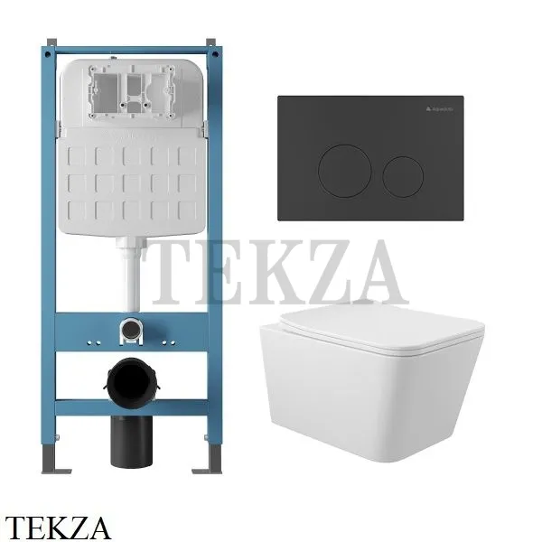 Aqueduto MACIO Комплект унитаза c инсталляцией, кнопка черный матовый AQDS090 Белый глянец