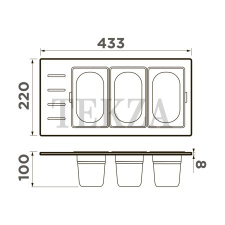 Omoikiri Контейнер DC-02-3 4999079 графит