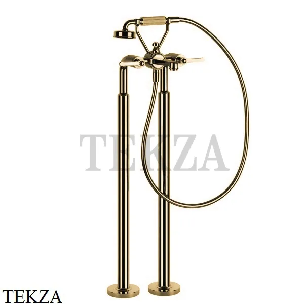 Gessi VENTI20 Смеситель для ванны напольный с гарнитуром 65128-727, Brushed Brass