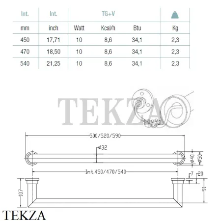 Margaroli Sereno 621-52 Полотенцесушитель электрический 621470SN, nickel satin