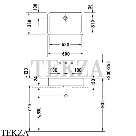 Duravit Vero Раковина накладная, без перелива 0455600000, белый глянец