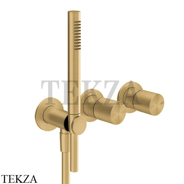 Gessi Habito DIAMANTATO Смеситель для душа с гарнитуром, внешняя часть 70638-727, Brushed Brass