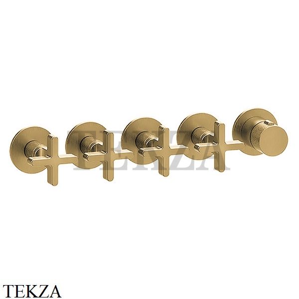 Gessi INCISO SHOWER Термостатический смеситель, 4 потока, внешняя часть 58438-727, Brushed Brass