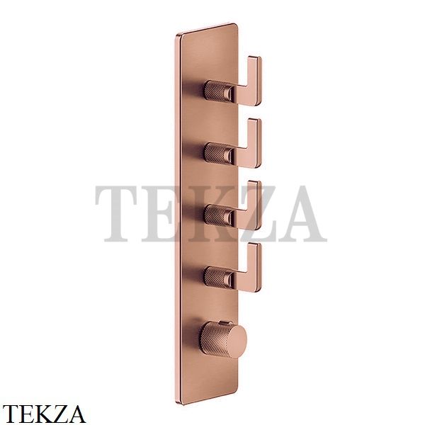 Gessi INCISO WELLNESS Термостат 4 выхода, внешняя часть 58208-708, Copper Brushed