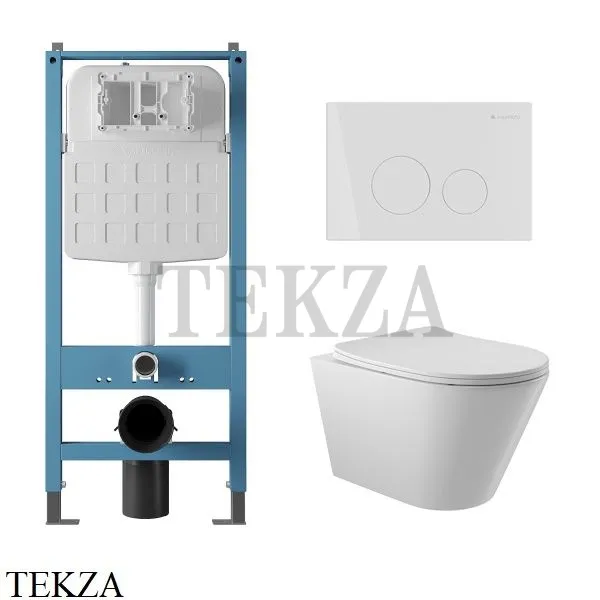Aqueduto CONE Комплект унитаза c инсталляцией, кнопка белый глянец AQDS086 Белый глянец
