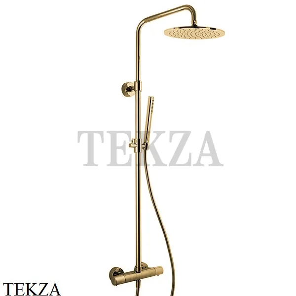 FIMA Carlo Frattini Душевая колонна с термостатом, верхний душ 250 F4285/R256OS, Brushed gold