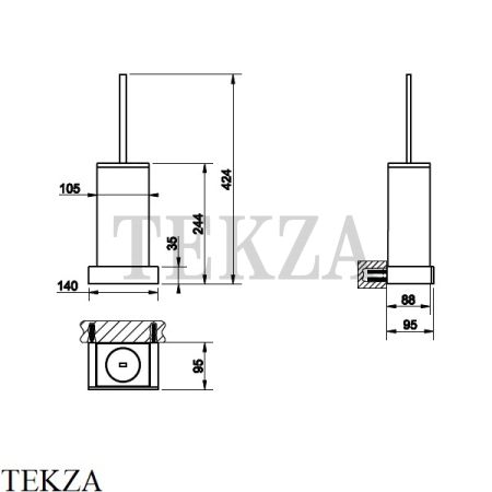 Gessi Rettangolo Ёршик подвесной, композит черный 20820-727, Brushed Brass