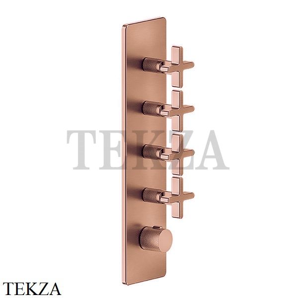 Gessi INCISO WELLNESS Термостат 4 выхода, внешняя часть 58228-708, Copper Brushed