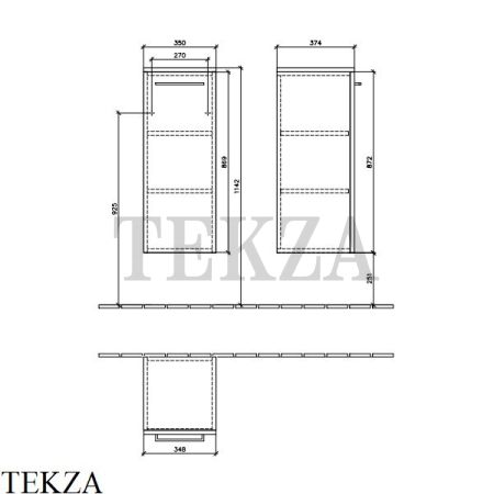 Villeroy & Boch AVENTO Пенал подвесной, петли справа A89501B1, Crystal Grey