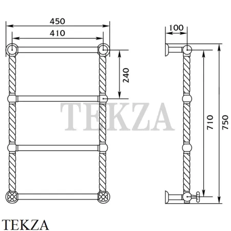 Migliore Edera Полотенцесушитель водяной Н71/79 см 20303, бронза classic