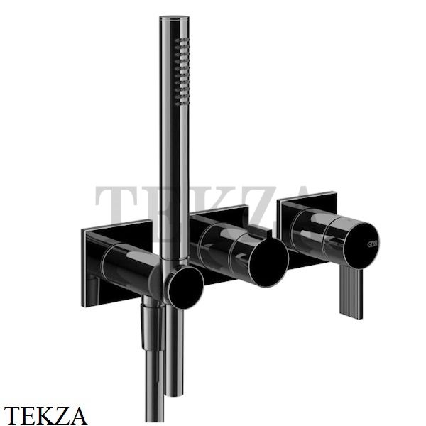 Gessi Inverso RIGATO Смеситель для душа, 2 потока, с гарнитуром, внешняя часть 73536-706, Black Metal