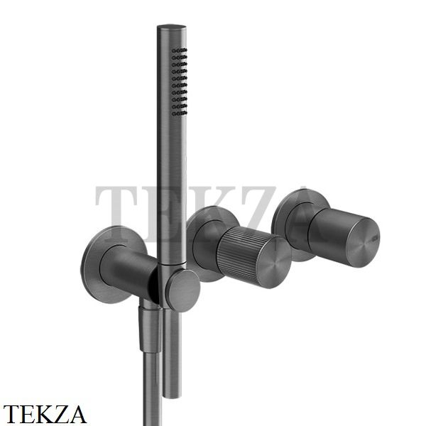 Gessi Habito RIGATO Смеситель для душа с гарнитуром, внешняя часть 70538-707, Black Metal Brushed