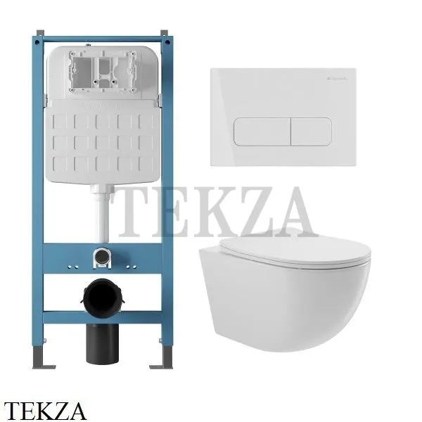 Aqueduto OVO Комплект унитаза c инсталляцией, кнопка белый глянец AQDS112 Белый глянец