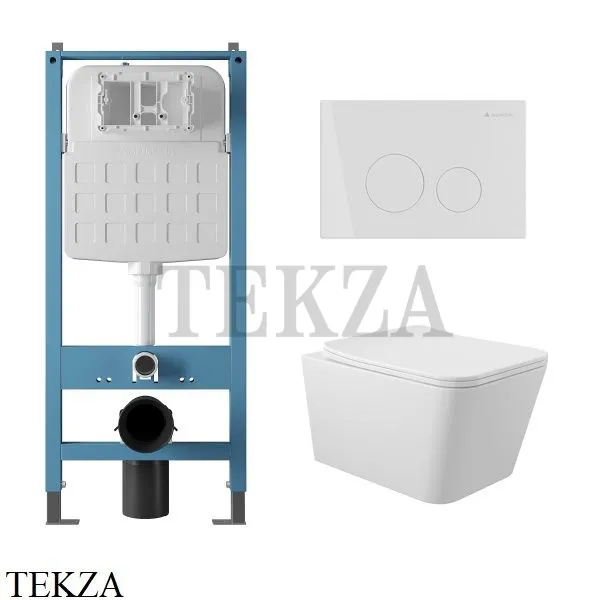 Aqueduto MACIO Комплект унитаза c инсталляцией, кнопка белый глянец AQDS087 Белый глянец