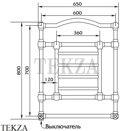 Migliore Edward Полотенцесушитель электрический Н70/83 SX (включение слева) 20312, хром глянец