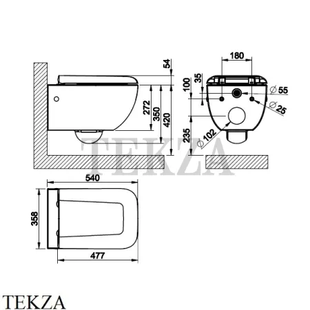 Gessi Goccia Унитаз подвесной, сиденье с микролифтом 39113-518, белый глянец