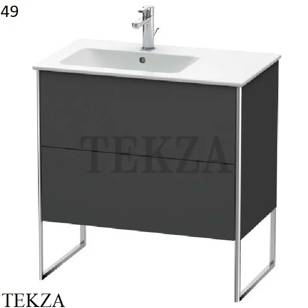 Duravit XSquare Тумба напольная под раковину слева XS445004949, 2 выдвижных ящика, графит матовый