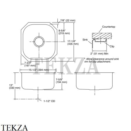 Kohler Undertone Мойка для кухни K-3336-NA, нержавеющая сталь