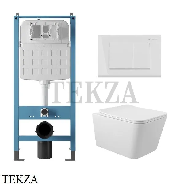 Aqueduto MACIO Комплект унитаза c инсталляцией, кнопка белый глянец AQDS096 Белый глянец