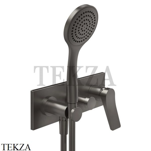 Gessi RILIEVO Смеситель для душа с гарнитуром, внешняя часть 59140-707, Black Metal Brushed