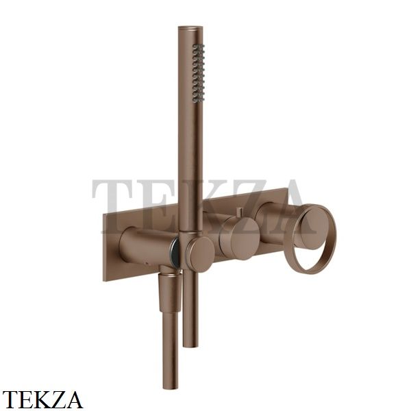 Gessi ANELLO Смеситель для душа 2 потока, с гарнитуром, внешняя часть 63343-708, Copper Brushed