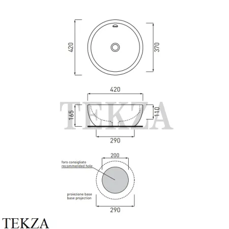 Cielo SHUI Раковина круглая 42 накладная с переливом SHBA Bia, белый глянец