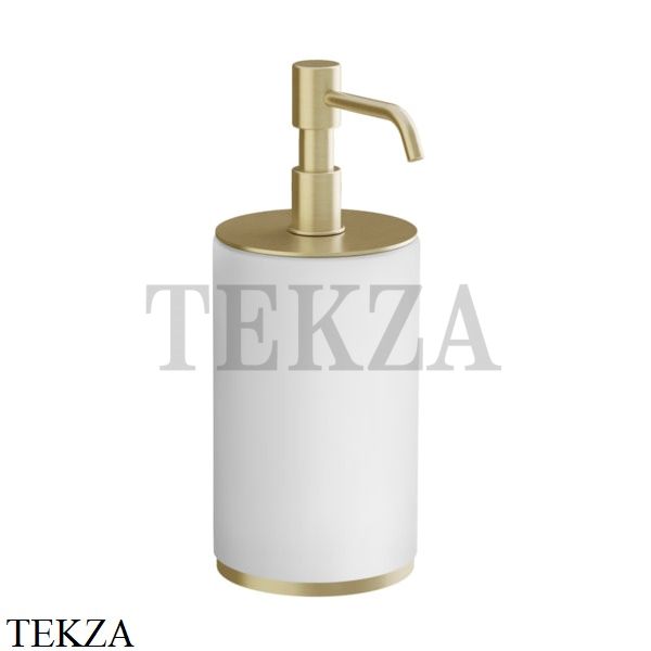 Gessi INCISO accessories Дозатор для жидкого мыла настольный, белый 66437-727, Brushed Brass