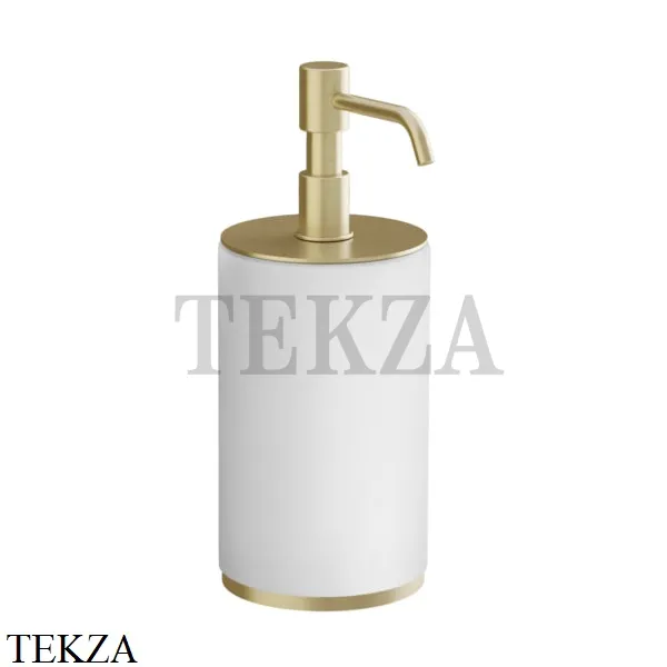 Gessi INCISO accessories Дозатор для жидкого мыла настольный, белый 66437-727, Brushed Brass