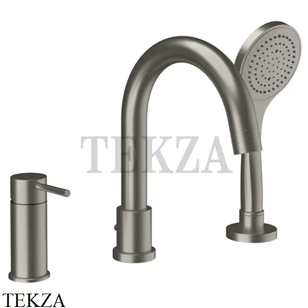 Gessi Via Tortona Смеситель для ванны на 3 отверстия с переключателем 18637-149, Finox Brushed Nickel