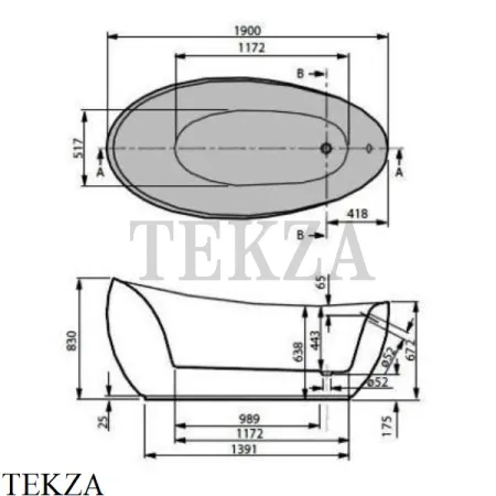 Villeroy & Boch AVEO Ванна отдельностоящая бесшовная UBQ194AVE9W1V-01, Quaryl, белый глянец