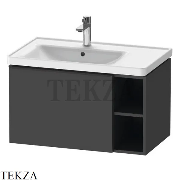 Duravit D-Neo Тумба подвесная с 1 ящиком, полки слева, для умывальника 80 см DE425804949, графит матовый