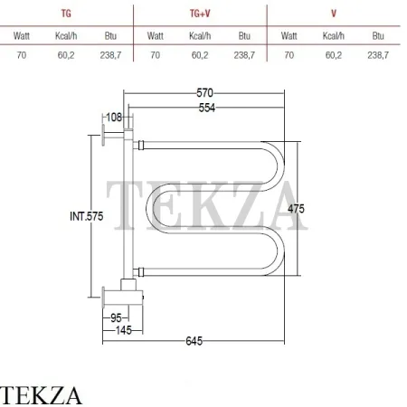 Margaroli Vento 500 Полотенцесушитель электрический BOX 500SN, Satin nickel