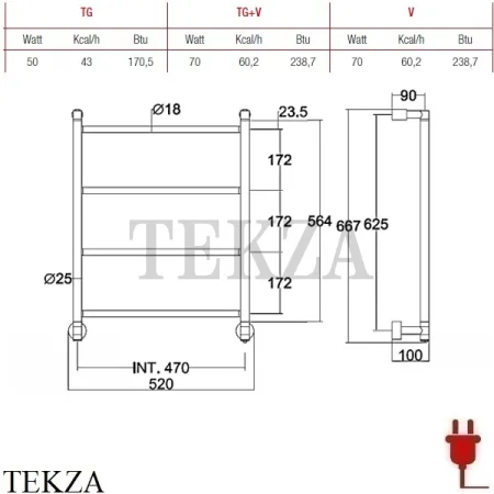 Margaroli Mini 3-582 Полотенцесушитель электрический 35824704SN, Nickel Satin