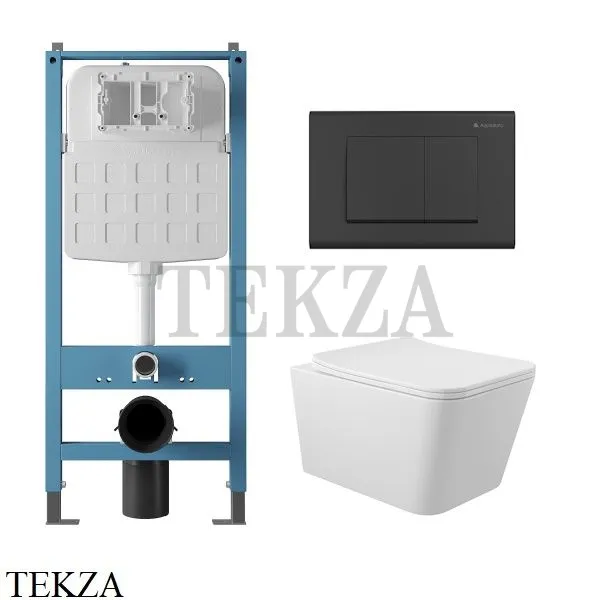 Aqueduto MACIO Комплект унитаза c инсталляцией, кнопка черный матовый AQDS099 Белый глянец