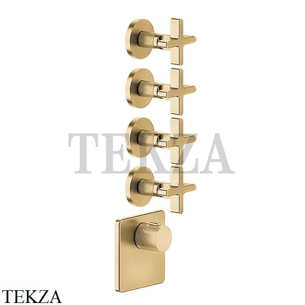 Gessi INCISO WELLNESS Термостат 4 выхода, внешняя часть 58348-727, Brushed Brass