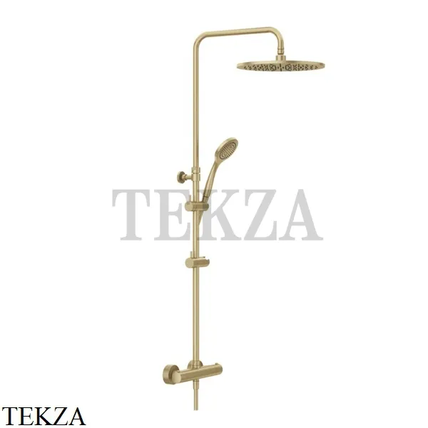 Gessi MINIMALISTIC Душевая колонна, термостат, гарнитур, верхний душ D30 см 35177-727, Brushed Brass PVD