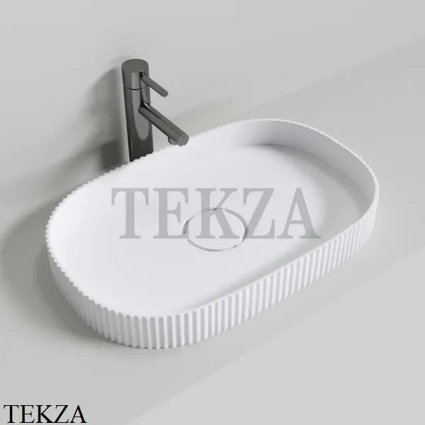 NT Bathroom NT704 Раковина накладная овальная, из литого камня Solid Surface, белый матовый