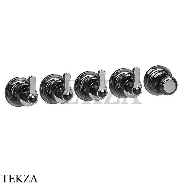 Gessi VENTI20 Термостат для душа, 4 потока, внешняя часть 65338-707, Black Metal Brushed