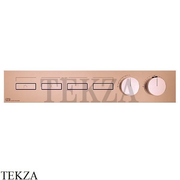 Gessi HI-FI Термостатический смеситель на 4 потока, внешняя часть 63016-030, Copper PVD