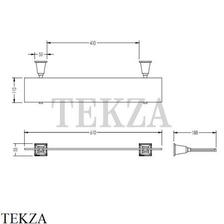 Devon&Devon TIME Стеклянная полочка с держателями TM310CR, хром глянец