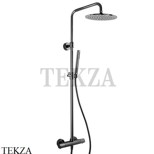 FIMA Carlo Frattini Душевая колонна с термостатом, верхний душ 250 F4285/R256CS, Brushed black chrome