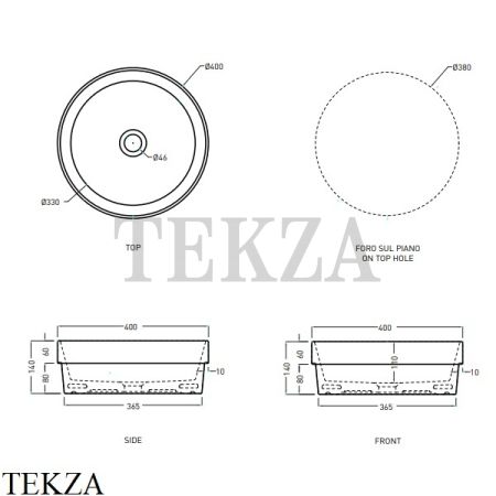 Cielo ENJOY Раковина полувстраиваемая круглая, без перелива EJLASIT AN, Arenaria