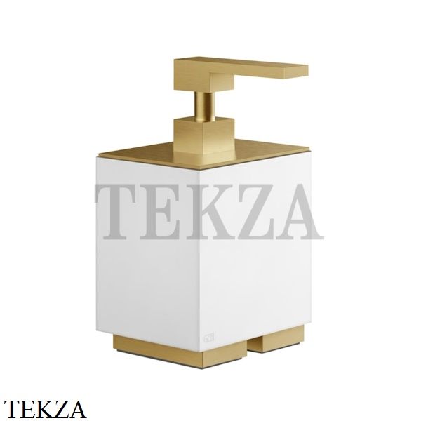 Gessi Rettangolo Дозатор настольный для жидкого мыла или лосьона, белый 20837-087, Gold Brushed CCP