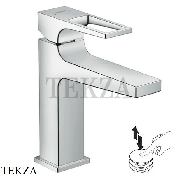 Hansgrohe Metropol Смеситель для раковины 110, с рукояткой-петлей, с донным Push-Open 74507000, хром глянец