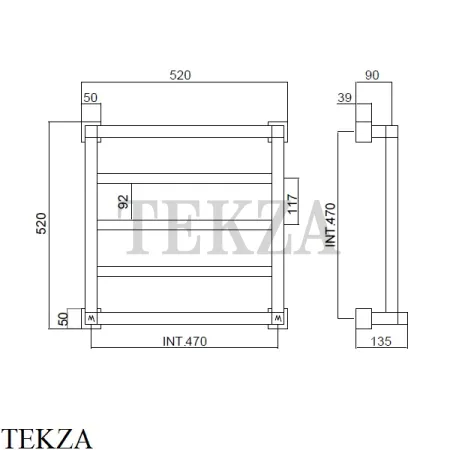 Margaroli Quadri 710 3 Полотенцесушитель для ГВС 7105203CRN, хром глянец