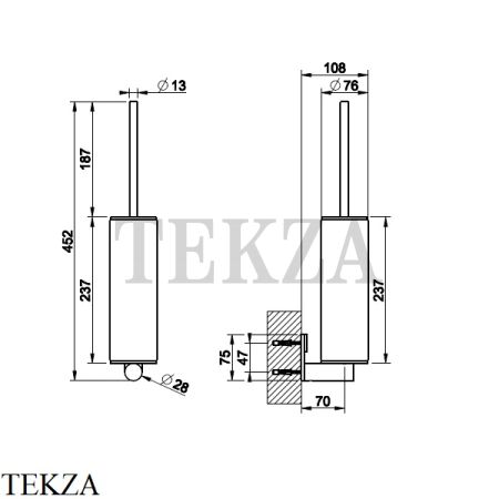 Gessi 316 ACCESSORIES Ёршик подвесной, композит белый 54719-239, Steel Brushed